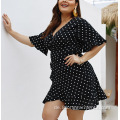 Trompetenhülle Casual Plus Size Wrap Rüschenkleider